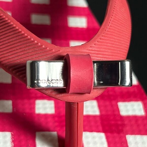 Womens COACH Pink Plaid Bow Accented Flip Flop Sandals / Size 7/8 - Picture 9 of 10
